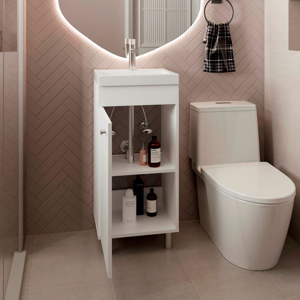 Mueble para Lavamanos Rivera Blanco 40x84cm Individual con Lavamanos Integrado y sin Cajones - MUEBLES PARA LAVAMANOS | Bylmo