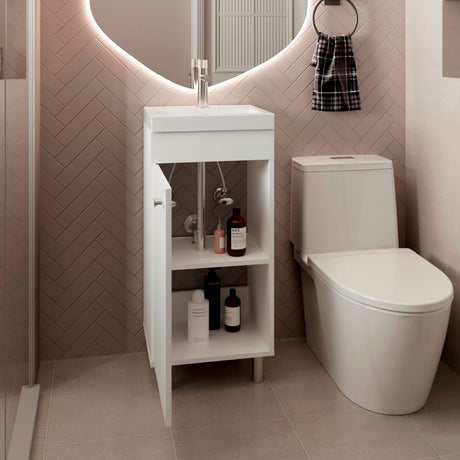 Mueble para Lavamanos Rivera Blanco 40x84cm Individual con Lavamanos Integrado y sin Cajones - MUEBLES PARA LAVAMANOS | Bylmo
