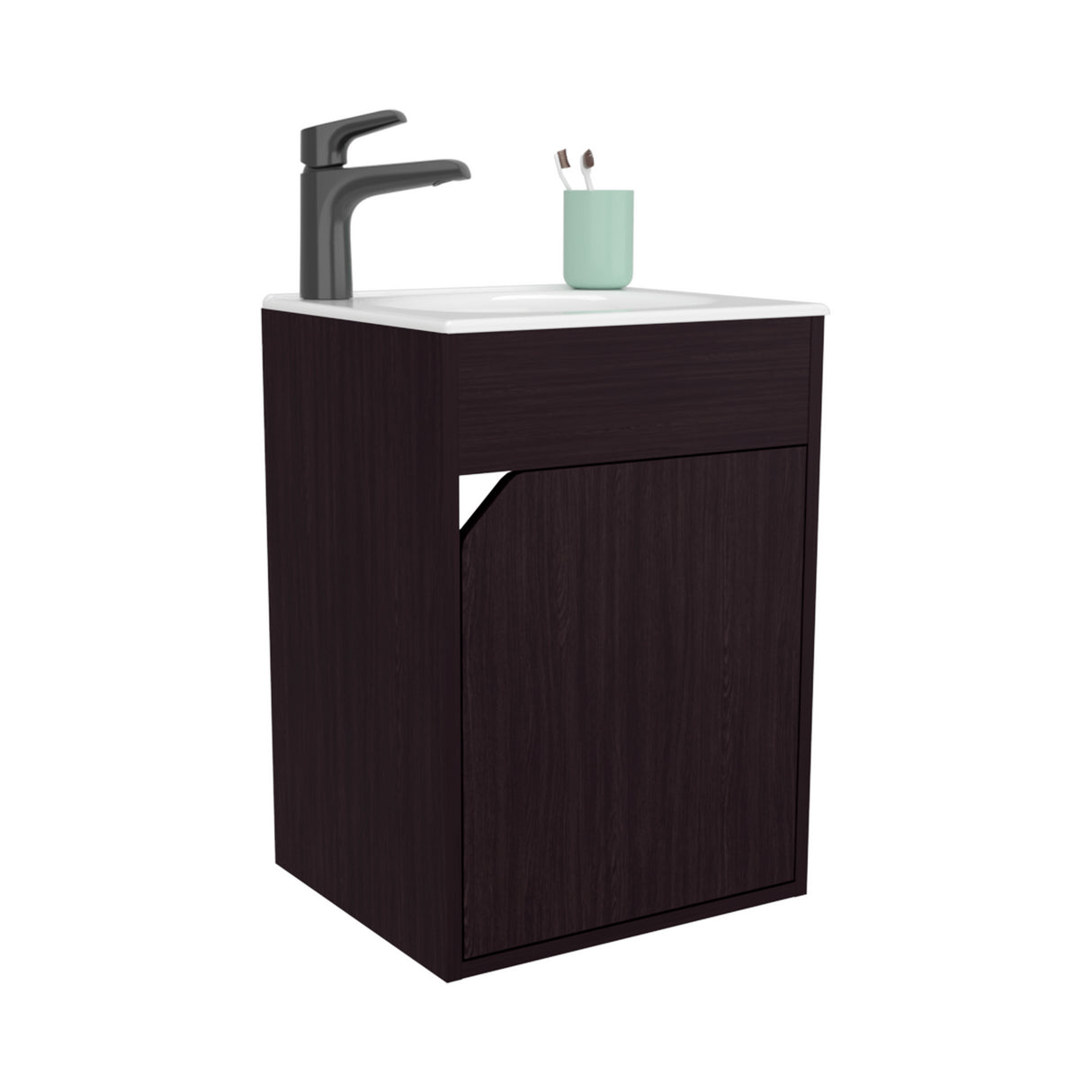 Mueble para Lavamanos Bethel Wengue 39.4x55cm Individual Flotante con Lavamanos Integrado y sin Cajones - MUEBLES PARA LAVAMANOS | Bylmo