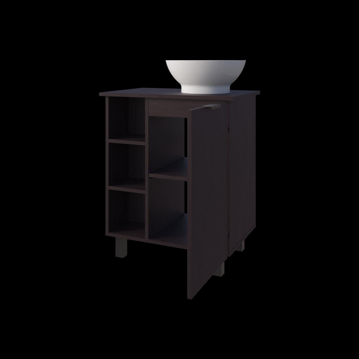 Mueble para Lavamanos Alegra Wengue 62x88.4cm Individual con Lavamanos Vessel y sin Cajones - MUEBLES PARA LAVAMANOS | Bylmo