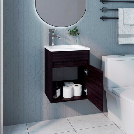 Mueble para Lavamanos Furman Wengue 39.6x49.3cm Individual Flotante con Lavamanos Integrado y sin Cajones - MUEBLES PARA LAVAMANOS | Bylmo