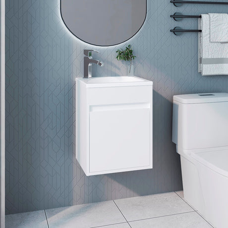 Mueble para Lavamanos Furman Blanco 39.6x49.3cm Individual Flotante con Lavamanos Integrado y sin Cajones - MUEBLES PARA LAVAMANOS | Bylmo