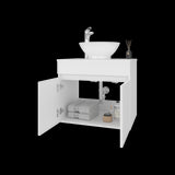 Mueble para Lavamanos Manchester Blanco 59.5x51.8cm Individual Flotante con Lavamanos Vessel y sin Cajones - MUEBLES PARA LAVAMANOS | Bylmo