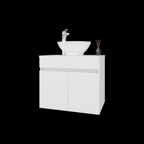 Mueble para Lavamanos Manchester Blanco 59.5x51.8cm Individual Flotante con Lavamanos Vessel y sin Cajones - MUEBLES PARA LAVAMANOS | Bylmo