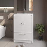 Mueble para Lavamanos Madison Blanco 60x89.7cm Individual con Lavamanos Integrado y con Un Cajón - MUEBLES PARA LAVAMANOS | Bylmo