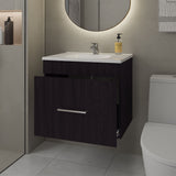 Mueble para Lavamanos Hatta Wengue 59x52cm Individual Flotante con Lavamanos Integrado y con Un Cajón - MUEBLES PARA LAVAMANOS | Bylmo
