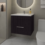 Mueble para Lavamanos Hatta Wengue 59x52cm Individual Flotante con Lavamanos Integrado y con Un Cajón - MUEBLES PARA LAVAMANOS | Bylmo