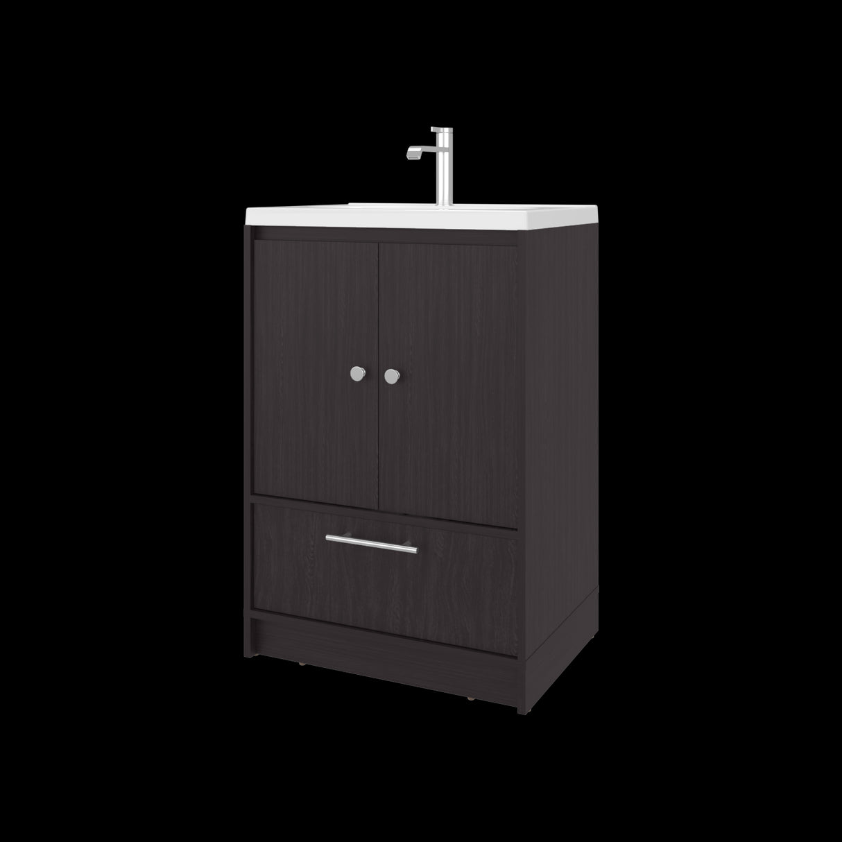 Mueble para Lavamanos Madison Wengue 60x89.7cm Individual con Lavamanos Integrado y con Un Cajón - MUEBLES PARA LAVAMANOS | Bylmo