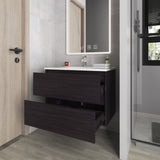 Mueble para Lavamanos Opalo Wengue 80x56.8cm Individual Flotante con Lavamanos Integrado y con Dos - MUEBLES PARA LAVAMANOS | Bylmo