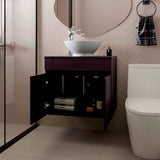 Mueble para Lavamanos Manchester Wengue 59.5x51.8cm Individual Flotante con Lavamanos Vessel y sin Cajones - MUEBLES PARA LAVAMANOS | Bylmo