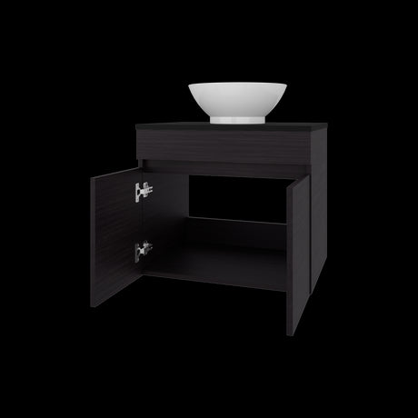 Mueble para Lavamanos Manchester Wengue 59.5x51.8cm Individual Flotante con Lavamanos Vessel y sin Cajones - MUEBLES PARA LAVAMANOS | Bylmo