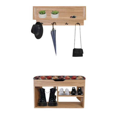 Combo Zapatero y Perchero Colors 80x46.5cm de Dos Niveles para Seis Pares con Asiento Integrado - ZAPATEROS | Bylmo