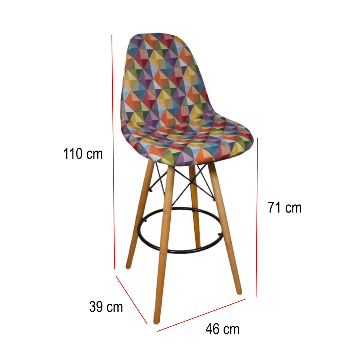 Silla Bar Eames Colors 46x110cm con Espaldar y con Asiento Ovalado - SILLAS Y BUTACOS | Bylmo