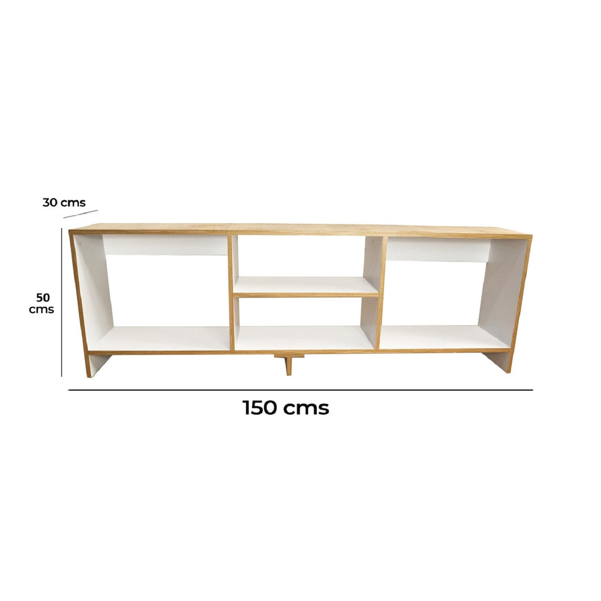 Mesa para TV Eco Plus Fresno y Colors 150x50cm Para TV Hasta 65 Pulgadas con Cuatro Compartimientos - MUEBLES DE TV | Bylmo