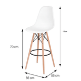 Combo Barra de Cocina Madrid Fresno y Blanco 100x101cm con Tres Entrepaños y con Dos Sillas Bar Eames - BARRAS Y MUEBLES AUXILIARES | Bylmo