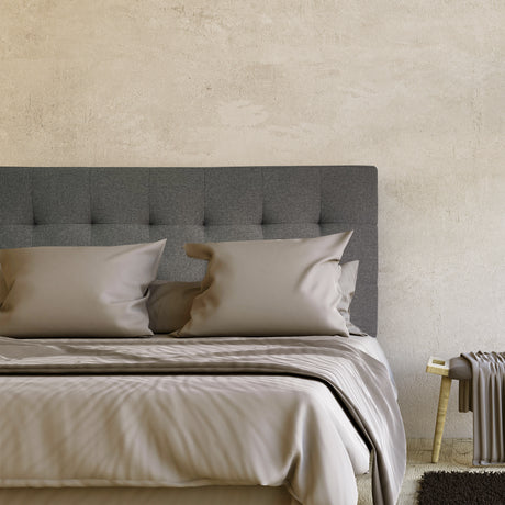 Combo Cabecero Dreams Gris y Blanco 140x60cm Abullonado para Cama Doble con Dos Mesas de Noche - CABECEROS | Bylmo
