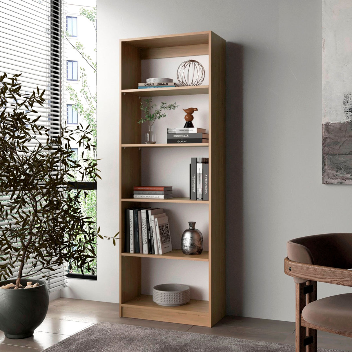 Estantería Home Fresno 62.8x180.6cm Rectangular con Cuatro Compartimientos - BIBLIOTECAS Y ESTANTERIAS | Bylmo