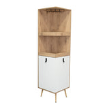 Bar Esquinero Huna Macadamia 46.9x46.9cm con Cuatro Portacopas y Seis Portabotellas - BARES | Bylmo