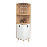 Bar Esquinero Huna Macadamia 46.9x46.9cm con Cuatro Portacopas y Seis Portabotellas - BARES | Bylmo