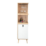 Bar Esquinero Huna Macadamia 46.9x46.9cm con Cuatro Portacopas y Seis Portabotellas - BARES | Bylmo