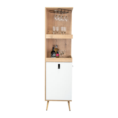 Bar Esquinero Huna Macadamia 46.9x46.9cm con Cuatro Portacopas y Seis Portabotellas - BARES | Bylmo