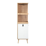 Bar Esquinero Huna Macadamia 46.9x46.9cm con Cuatro Portacopas y Seis Portabotellas - BARES | Bylmo