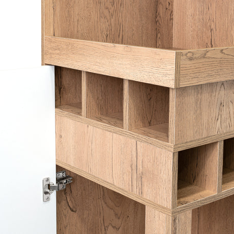Bar Esquinero Huna Macadamia 46.9x46.9cm con Cuatro Portacopas y Seis Portabotellas - BARES | Bylmo