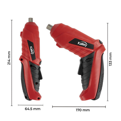 Destornillador Eléctrico Kalley Rojo y Negro 4.49x6.45cm De Bateria Recargable con Conexión USB Tipo C - HERRAMIENTAS ELECTRICAS | Bylmo