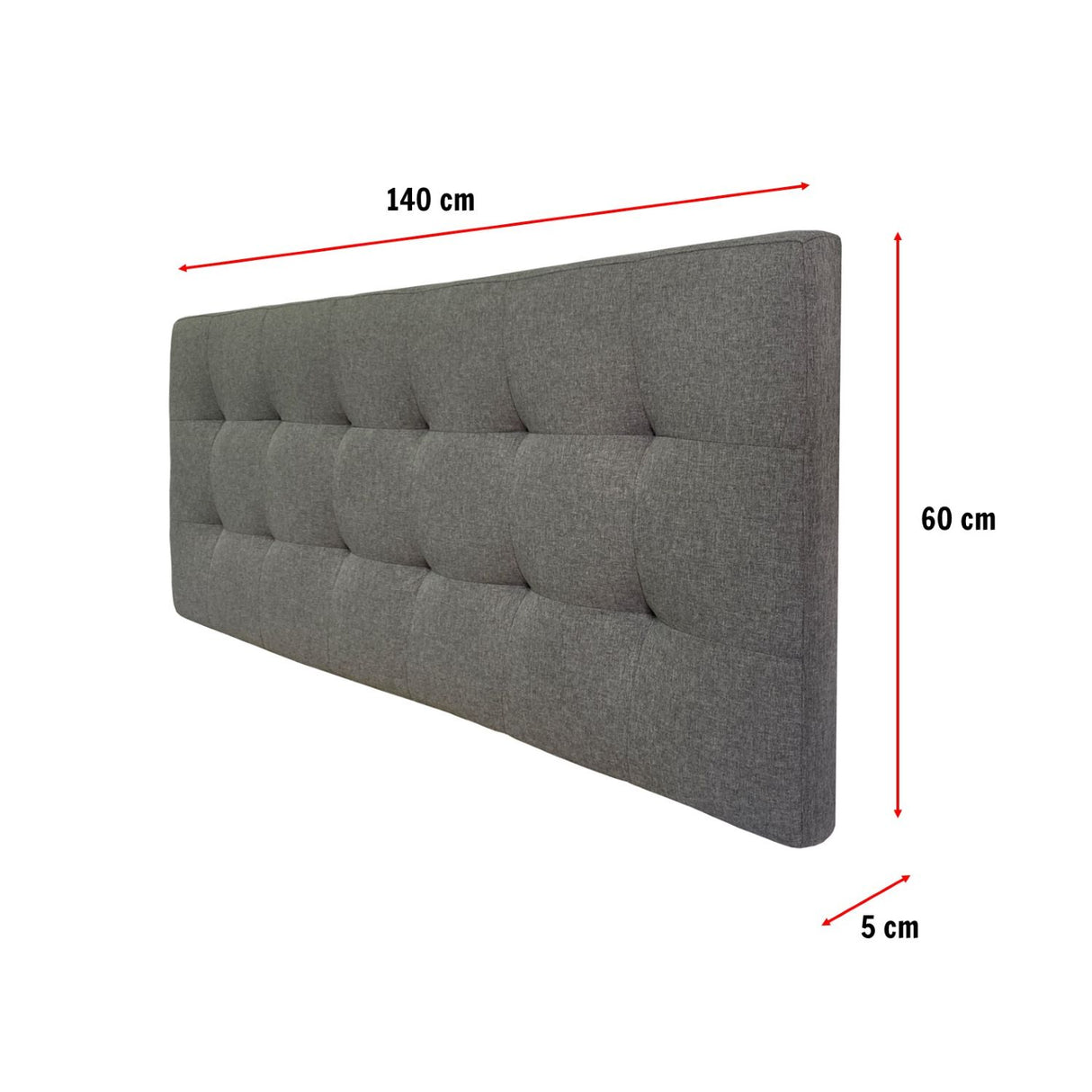 Combo Cabecero Gris 140x60cm Abullonada para Cama Doble con Dos Mesas de Noche - CABECEROS | Bylmo