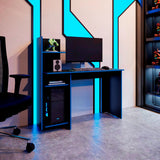 Escritorio Gamer Vilna Wengue y Azul 120x120.6cm sin Cajones - ESCRITORIOS | Bylmo