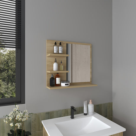 Gabinete de Baño Weston Fresno 47.9x52.7cm Cuadrado con Dos Entrepaños y con Espejo - GABINETES DE BANHO | Bylmo