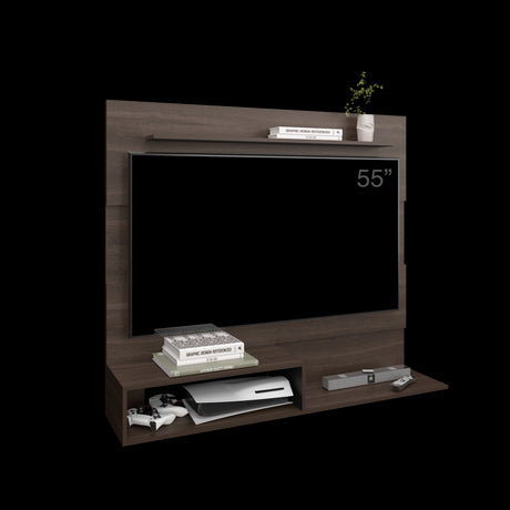 Panel de TV Beijing Milan y Wengue 140x120cm Para TV Hasta 55 Pulgadas con Cinco Compartimientos - MUEBLES DE TV | Bylmo