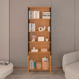 Biblioteca Lisa Fresno y Wengue 63x180.6cm Rectangular con Dos Puertas con Cinco Compartimientos y con Cuatro Entrepaños