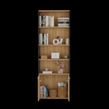 Biblioteca Lisa Fresno y Wengue 63x180.6cm Rectangular con Dos Puertas con Cinco Compartimientos y con Cuatro Entrepaños - BIBLIOTECAS Y ESTANTERIAS | Bylmo