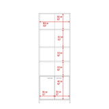 Biblioteca Lisa Fresno y Wengue 63x180.6cm Rectangular con Dos Puertas con Cinco Compartimientos y con Cuatro Entrepaños