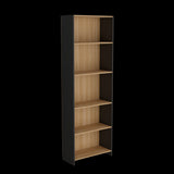 Biblioteca Lisa Fresno y Wengue 63x180.6cm Rectangular con Cinco Compartimientos y con Cuatro Entrepaños - BIBLIOTECAS Y ESTANTERIAS | Bylmo