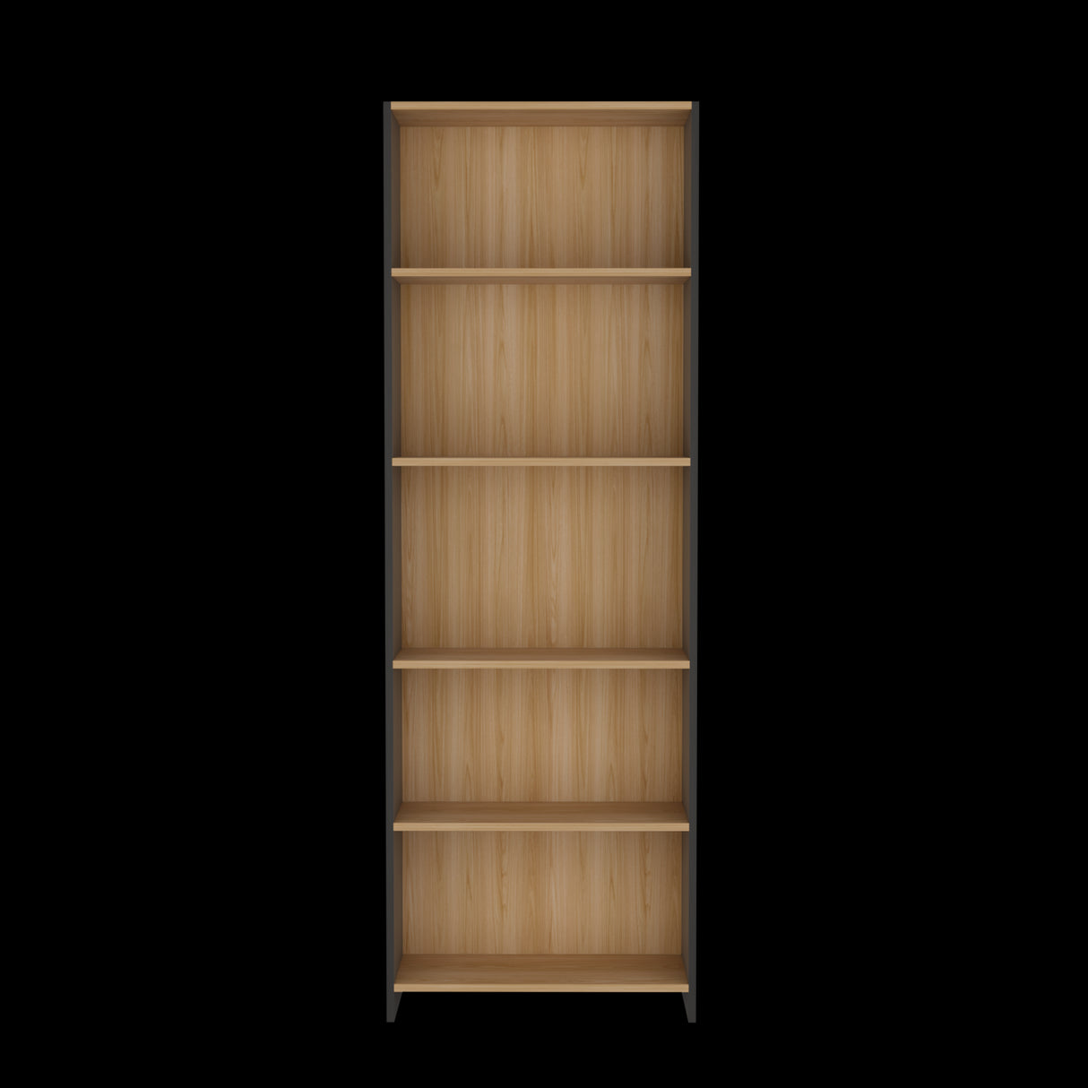 Biblioteca Lisa Fresno y Wengue 63x180.6cm Rectangular con Cinco Compartimientos y con Cuatro Entrepaños - BIBLIOTECAS Y ESTANTERIAS | Bylmo