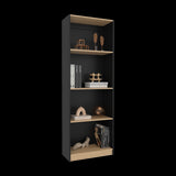 Estantería Home Wengue y Fresno 62.8x180.6cm Rectangular con Cuatro Compartimientos y con Tres Entrepaños - BIBLIOTECAS Y ESTANTERIAS | Bylmo