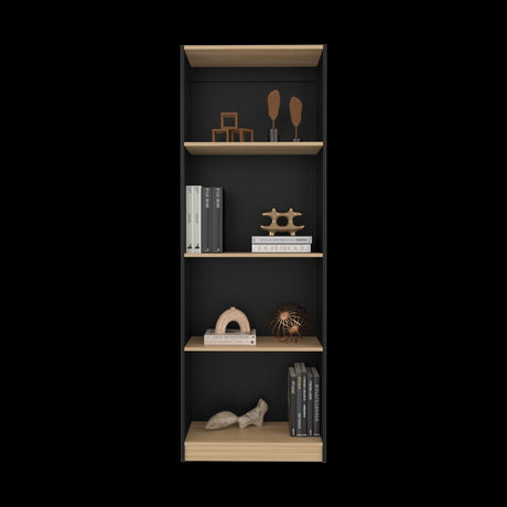 Estantería Home Wengue y Fresno 62.8x180.6cm Rectangular con Cuatro Compartimientos y con Tres Entrepaños - BIBLIOTECAS Y ESTANTERIAS | Bylmo