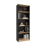 Estantería Home Wengue y Fresno 62.8x180.6cm Rectangular con Cinco Compartimientos y con Cuatro Entrepaños - BIBLIOTECAS Y ESTANTERIAS | Bylmo