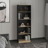 Estantería Home Wengue y Fresno 62.8x180.6cm Rectangular con Cinco Compartimientos y con Cuatro Entrepaños - BIBLIOTECAS Y ESTANTERIAS | Bylmo