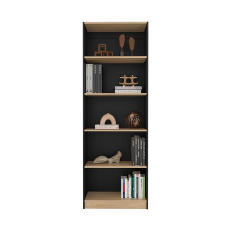 Estantería Home Wengue y Fresno 62.8x180.6cm Rectangular con Cinco Compartimientos y con Cuatro Entrepaños - BIBLIOTECAS Y ESTANTERIAS | Bylmo