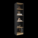 Estantería Home Wengue y Fresno 45x180.6cm Rectangular con Cinco Compartimientos y con Cuatro Entrepaños - BIBLIOTECAS Y ESTANTERIAS | Bylmo