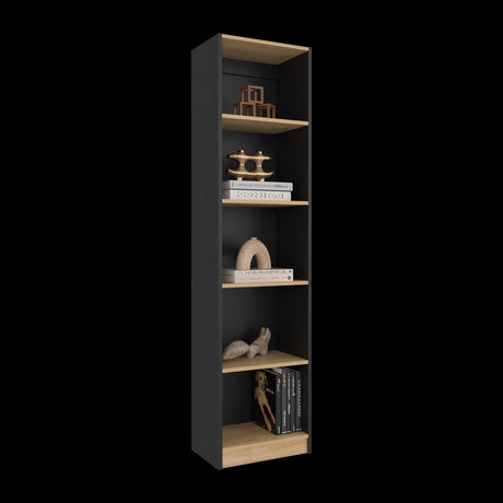 Estantería Home Wengue y Fresno 45x180.6cm Rectangular con Cinco Compartimientos y con Cuatro Entrepaños - BIBLIOTECAS Y ESTANTERIAS | Bylmo