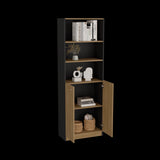 Estantería Home Wengue y Fresno 62.8x180.6cm Rectangular con Dos Puertas con Cinco Compartimientos y con Cuatro Entrepaños - BIBLIOTECAS Y ESTANTERIAS | Bylmo
