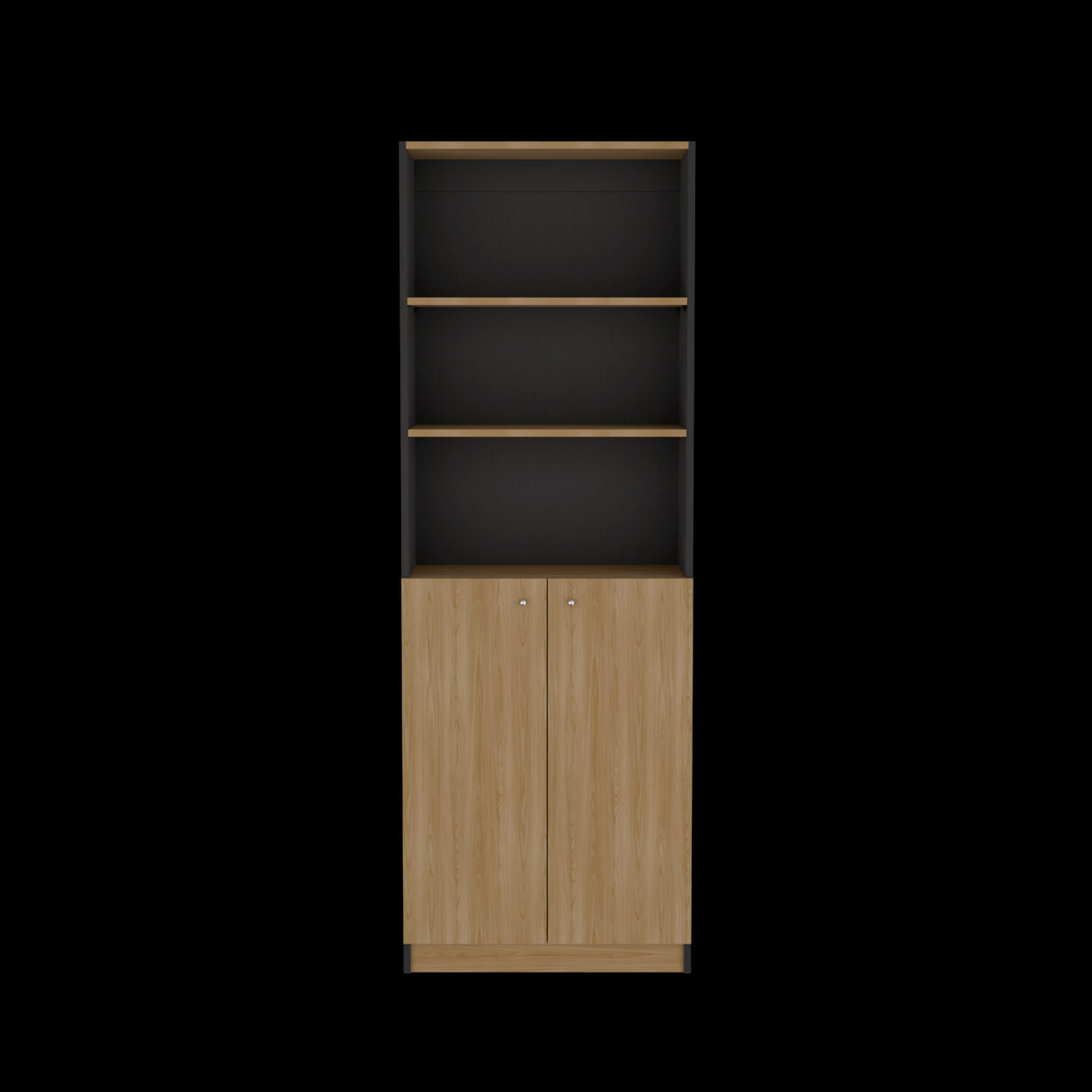 Estantería Home Wengue y Fresno 62.8x180.6cm Rectangular con Dos Puertas con Cinco Compartimientos y con Cuatro Entrepaños - BIBLIOTECAS Y ESTANTERIAS | Bylmo