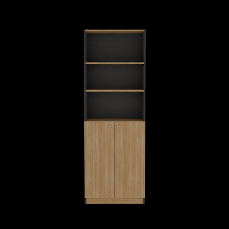 Estantería Home Wengue y Fresno 62.8x180.6cm Rectangular con Dos Puertas con Cinco Compartimientos y con Cuatro Entrepaños - BIBLIOTECAS Y ESTANTERIAS | Bylmo