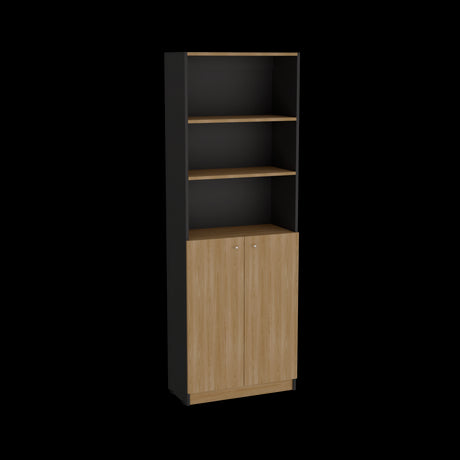 Estantería Home Wengue y Fresno 62.8x180.6cm Rectangular con Dos Puertas con Cinco Compartimientos y con Cuatro Entrepaños - BIBLIOTECAS Y ESTANTERIAS | Bylmo