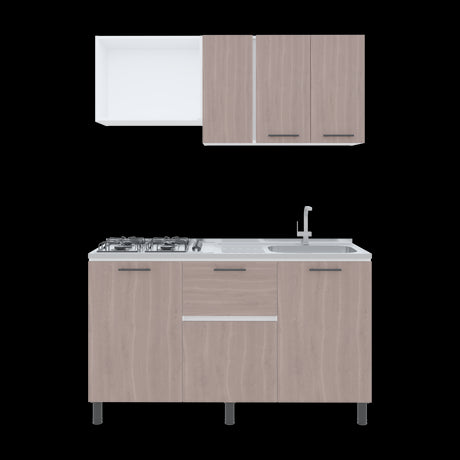 Cocina Paoli Bardolino y Blanco 150x60cm con Mesón de Acero Inoxidable y con Pozuelo Lado Derecho - COCINAS | Bylmo