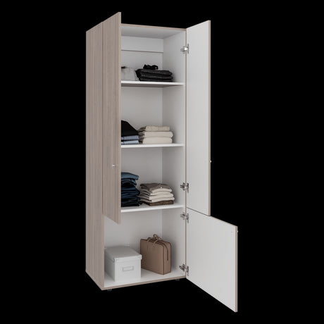 Closet Tuhogar Bardolino y Blanco 60x170cm con Cuatro Compartimientos y con Tres Puertas - CLOSETS | Bylmo